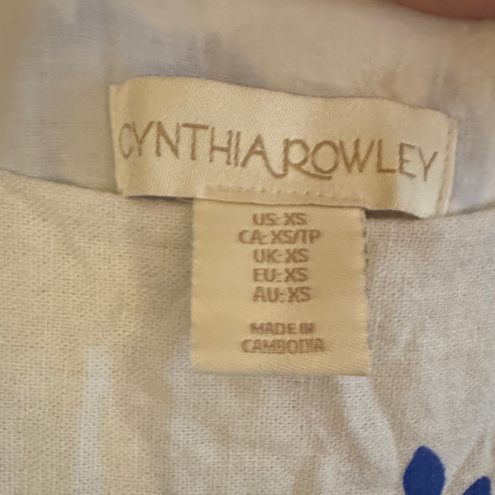 Cynthia Rowley Blue White Floral Maxi Dress w/ hand pockets adjustable straps XS - Picture 5 of 14